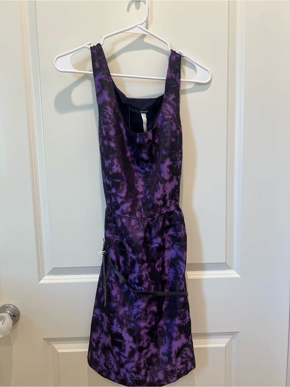 Kensie Purple and Black Tie-Dye Sheath Dress
